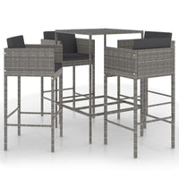 Set da Bar da Giardino 5 pz con Cuscini in Polyrattan Grigio 3094791