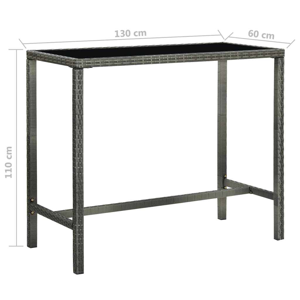 Set da Bar da Giardino 5 pz con Cuscini in Polyrattan Grigio 3094794
