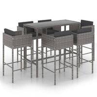 Set da Bar da Giardino 7 pz con Cuscini in Polyrattan Grigio cod mxl 38179