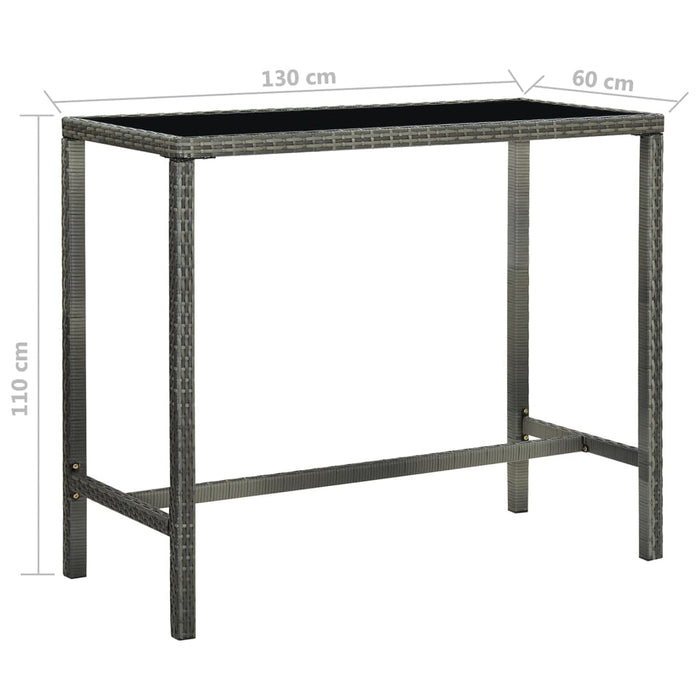 Set da Bar da Giardino 7 pz con Cuscini in Polyrattan Grigio 3094797