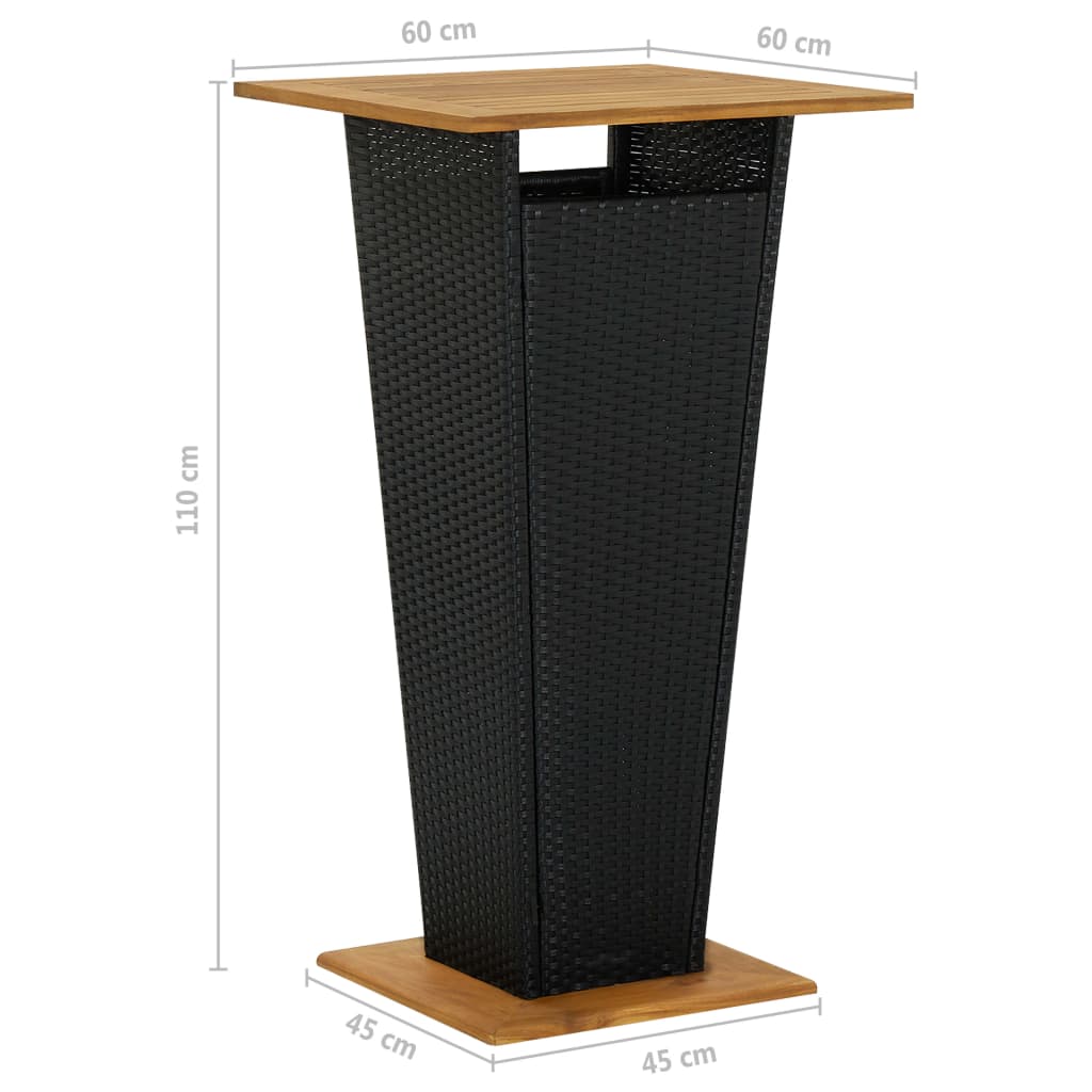 Set Bar da Giardino 3 pz con Cuscini Polyrattan Nero 3094798