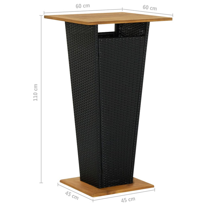 Set Bar da Giardino 3 pz con Cuscini Polyrattan Nero 3094798