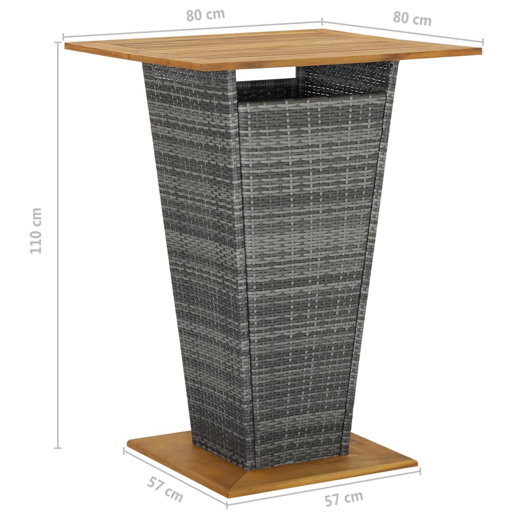 Set da Bar da Giardino 5 pz con Cuscini in Polyrattan Grigio 3094805