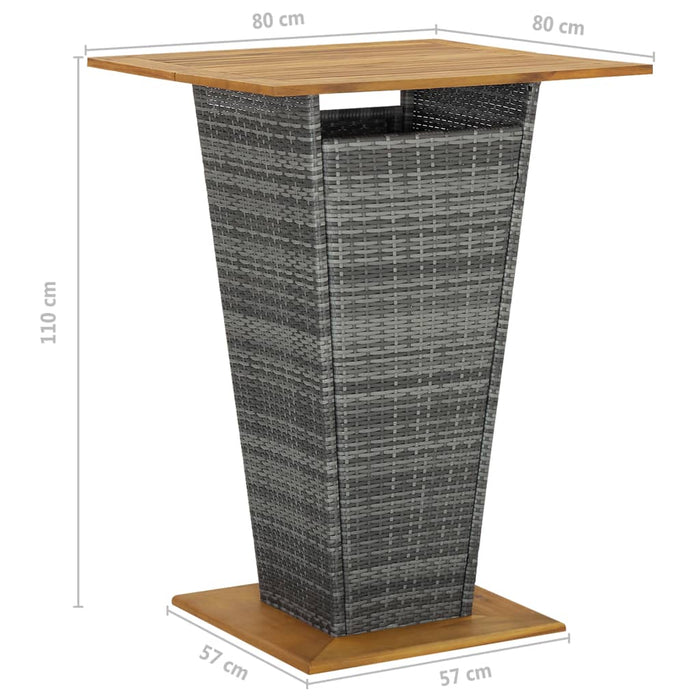 Set da Bar da Giardino 5 pz con Cuscini in Polyrattan Grigio 3094805