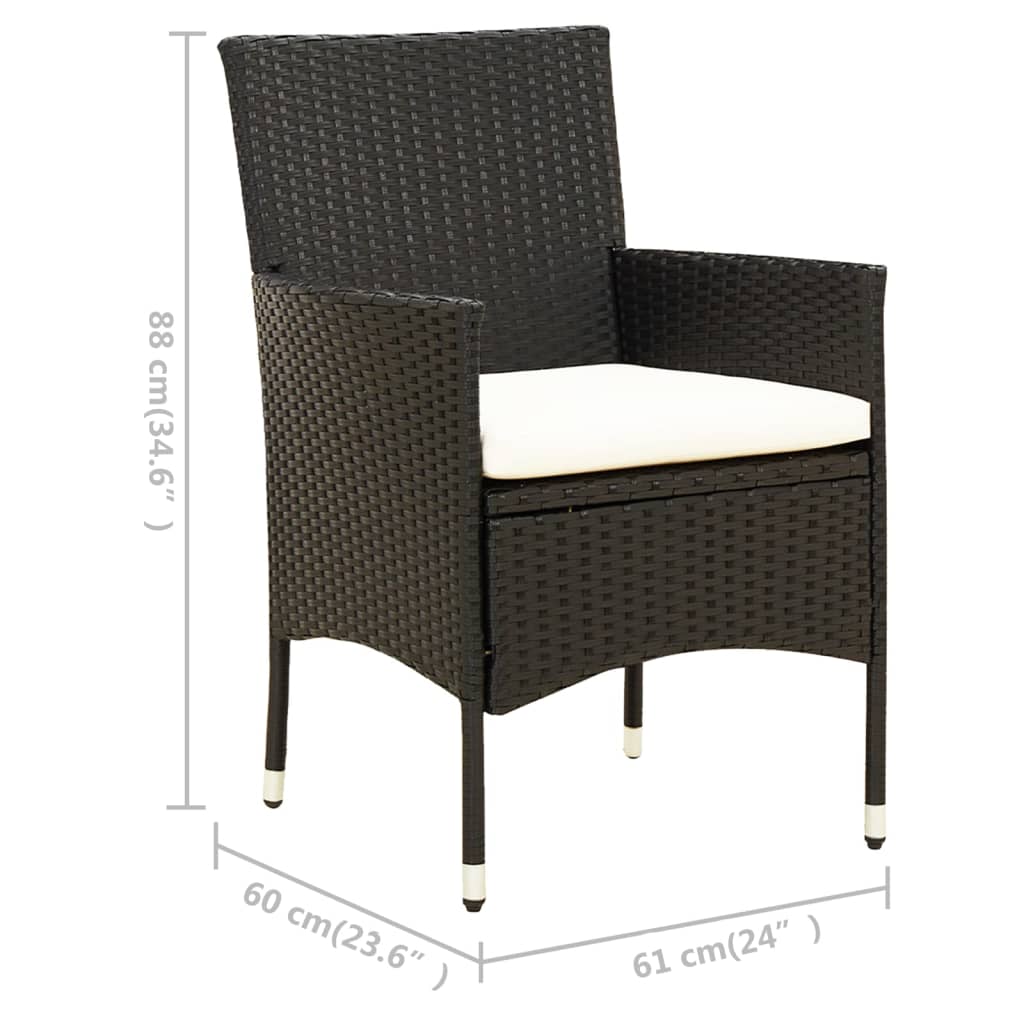 Set da Pranzo da Giardino 9 pz con Cuscini in Polyrattan Nero 3094847