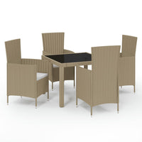 Set Mobili da Pranzo Giardino 5 pz con Cuscini Polyrattan Beige cod mxl 35827