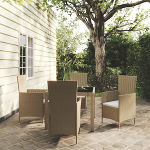 Set Mobili da Pranzo Giardino 5 pz con Cuscini Polyrattan Beige cod mxl 35827