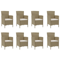 Set da Pranzo da Giardino 9 pz con Cuscini in Polyrattan Beige 3094907