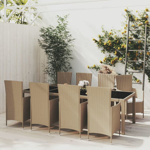 Set da Pranzo da Giardino 9 pz con Cuscini in Polyrattan Beige 3094907