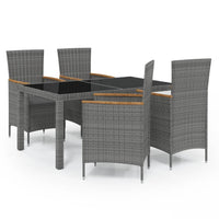 Set da Pranzo da Giardino 5 pz con Cuscini in Polyrattan Grigio cod mxl 42010