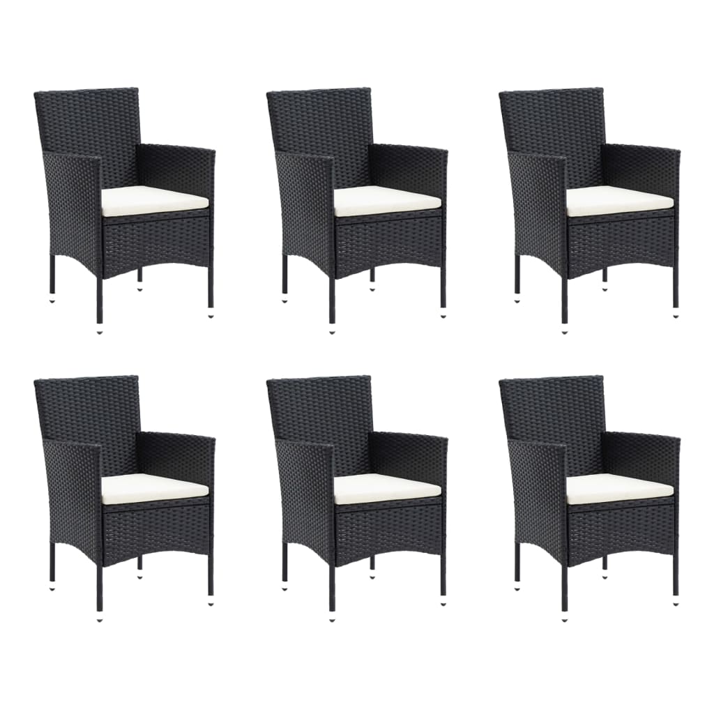 Set da Pranzo per Giardino 7 pz con Cuscini Polyrattan Nero cod mxl 43455