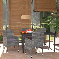 Set da Pranzo per Giardino 5 pz con Cuscini Polyrattan Grigio 3094981