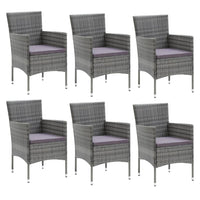 Set da Pranzo da Giardino 7 pz con Cuscini in Polyrattan Grigio 3094982