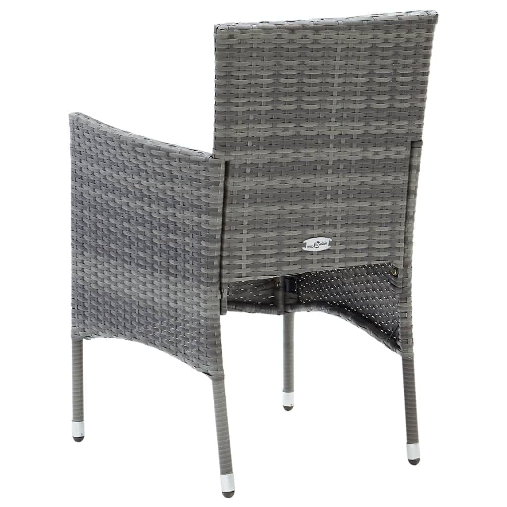 Set da Pranzo da Giardino 7 pz con Cuscini in Polyrattan Grigio 3094982