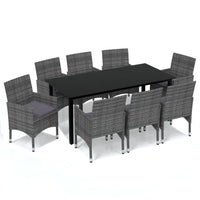 Set Pranzo da Giardino 9 pz con Cuscini in Polyrattan Grigio 3094984