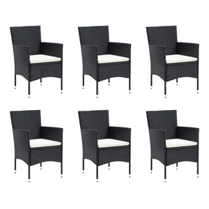 Set Pranzo da Giardino 9 pz con Cuscini in Polyrattan Nero 3095014