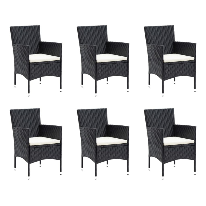 Set Pranzo da Giardino 9 pz con Cuscini in Polyrattan Nero 3095014