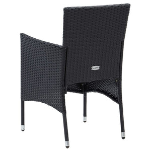 Set Pranzo da Giardino 9 pz con Cuscini in Polyrattan Nero 3095014