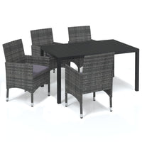Set da Pranzo per Giardino 5 pz con Cuscini Polyrattan Grigio 3095023