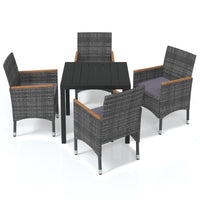 Set da Pranzo per Giardino 5 pz con Cuscini Polyrattan Grigio 3095028
