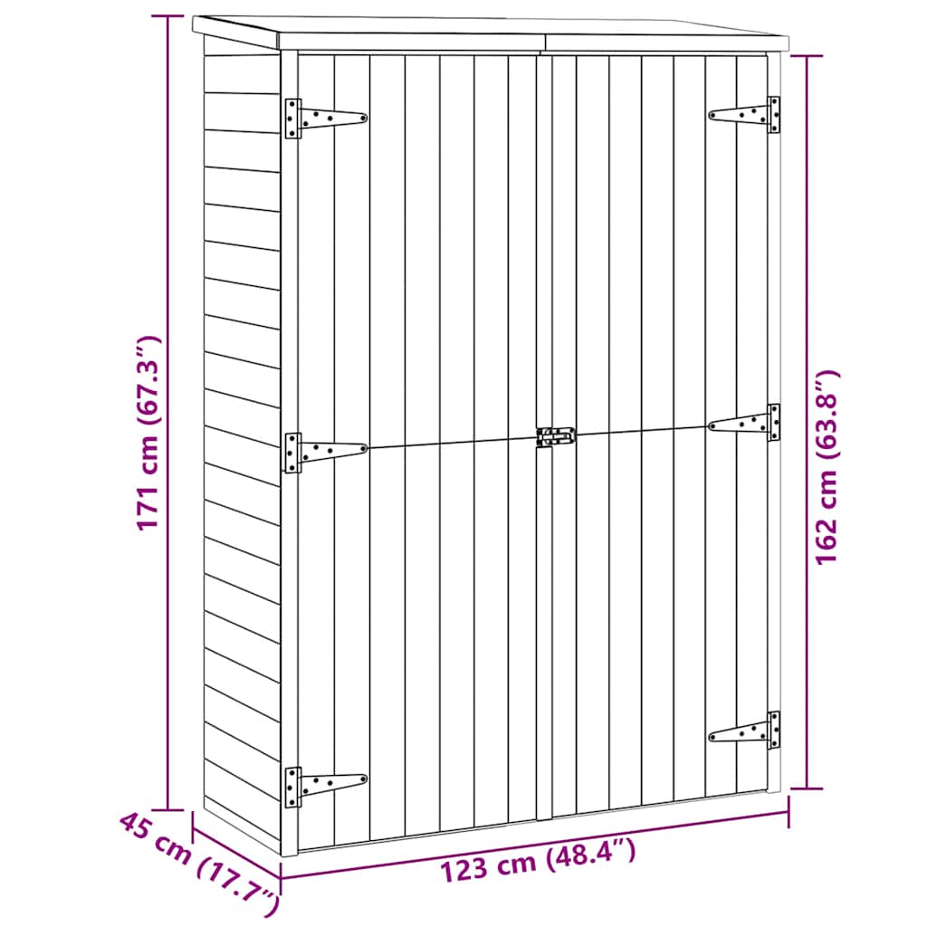Capanno Giardino Attrezzi 123x50x171cm Pino Massello Impregnato cod mxl 65859