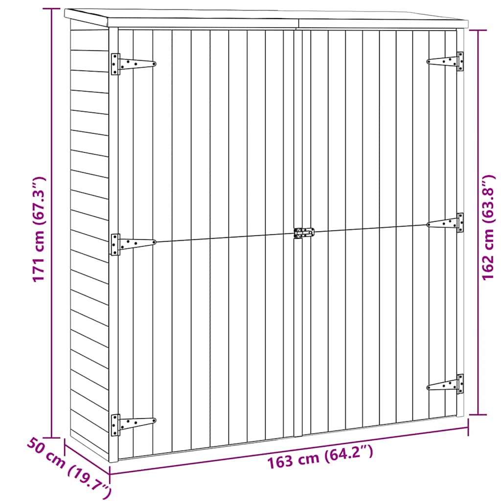 Rimessa Attrezzi Giardino 163x50x171 cm Massello di Pino cod mxl 45664