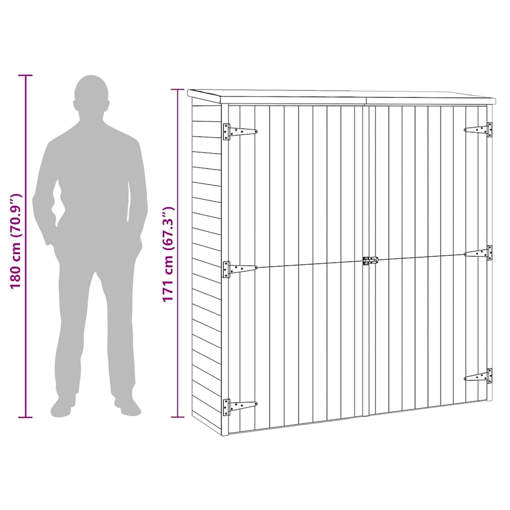 Rimessa Attrezzi Giardino 163x50x171 cm Massello di Pino cod mxl 45664