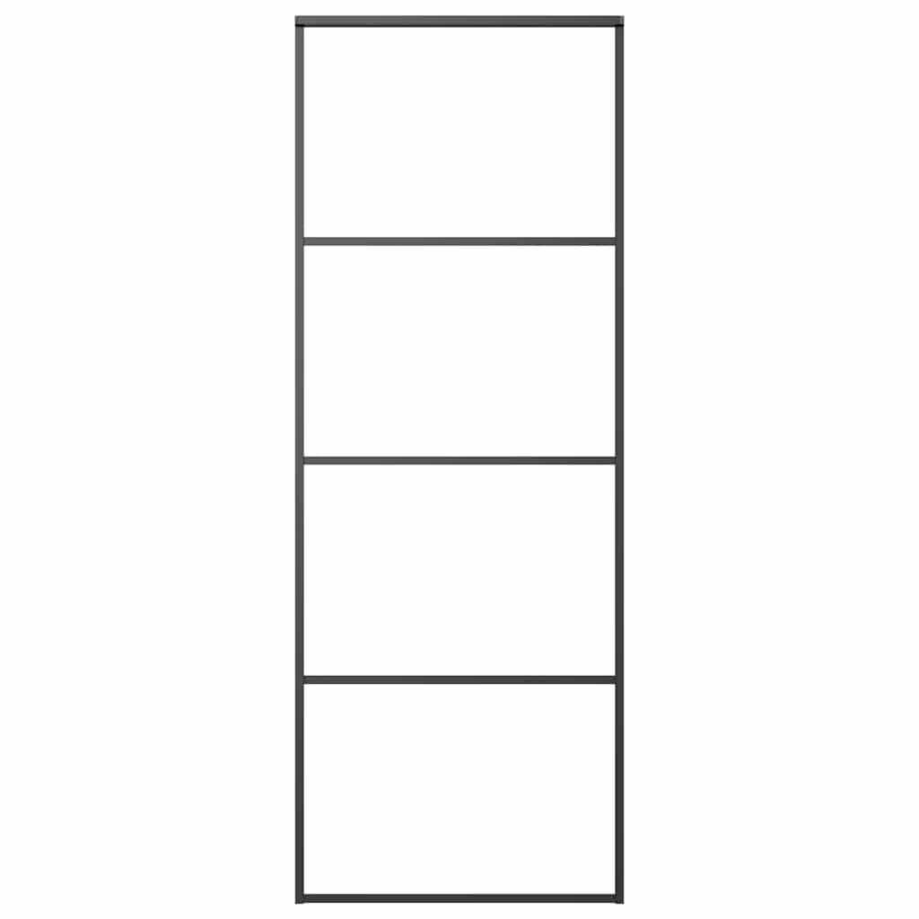 Porta Scorrevole Vetro Smerigliato ESG Alluminio 76x205 cm Nera 151655