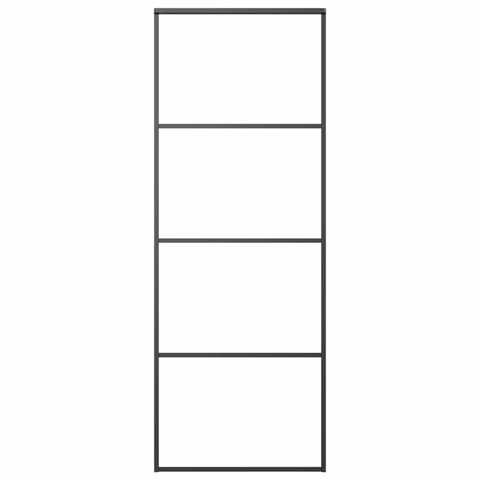 Porta Scorrevole Vetro Smerigliato ESG Alluminio 76x205 cm Nera 151655