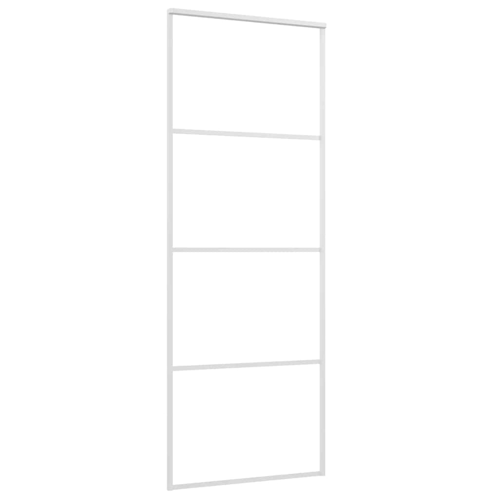 Porta Scorrevole in Vetro ESG e Alluminio 75x205 cm Bianca 151657