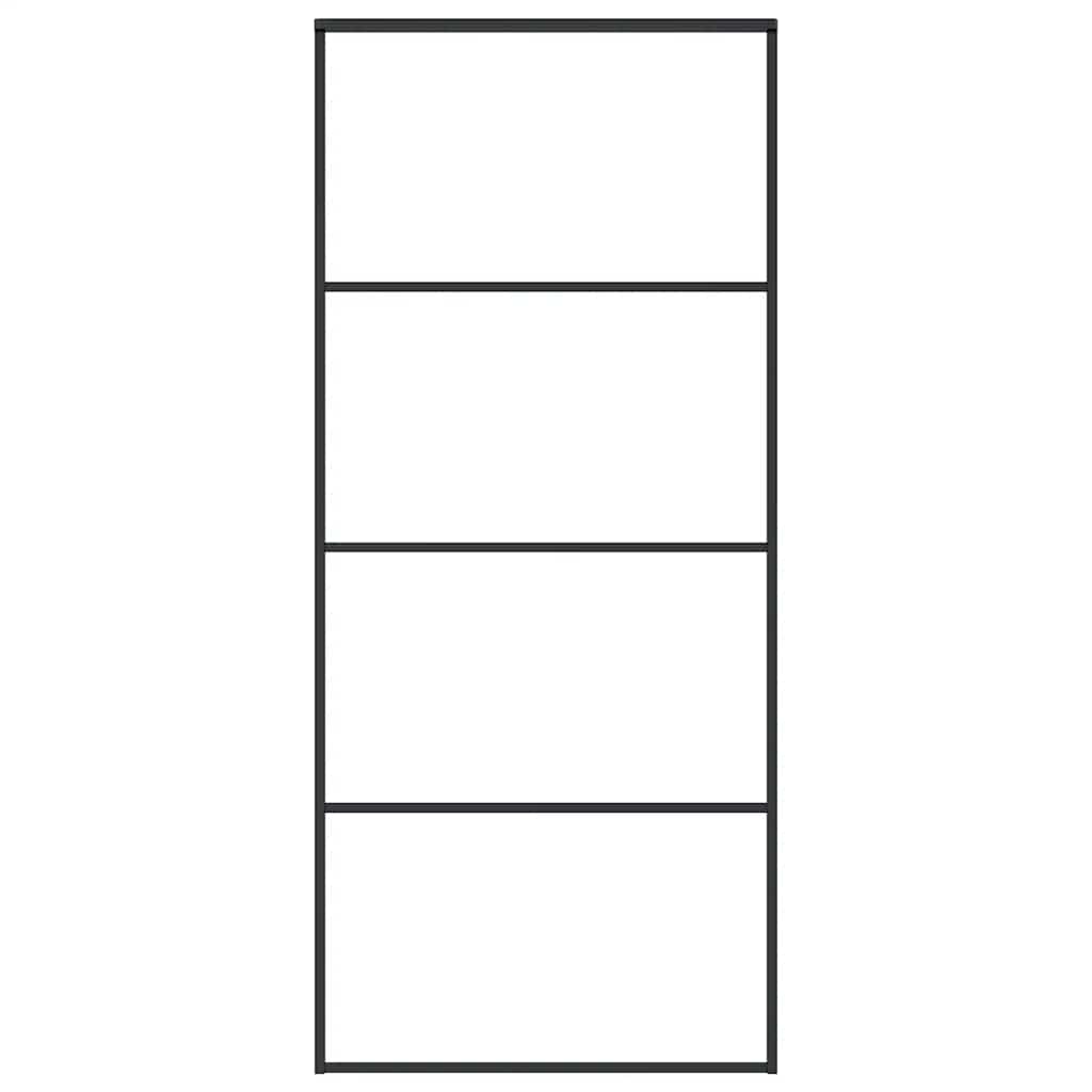 Porta Scorrevole Vetro Smerigliato ESG Alluminio 90x205 cm Nera 151659