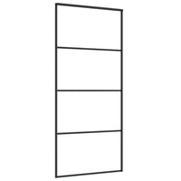 Porta Scorrevole Vetro Smerigliato ESG Alluminio 90x205 cm Nera 151659