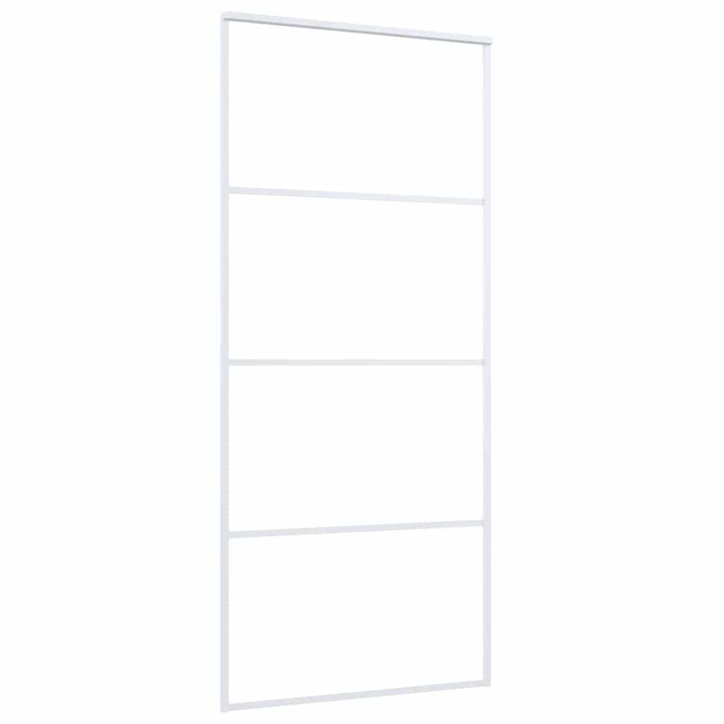 Porta Scorrevole in Vetro ESG e Alluminio 90x205cm Bianca 151660