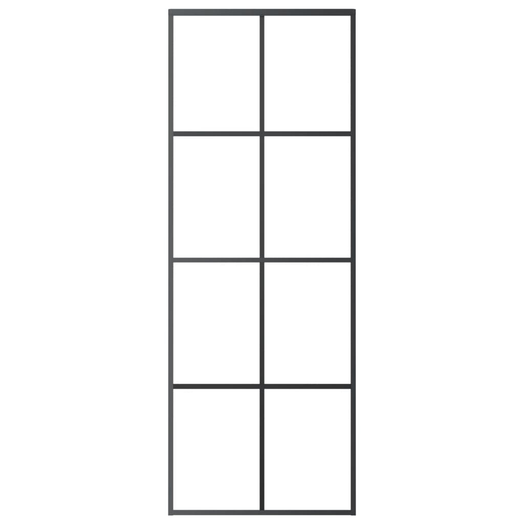 Porta Scorrevole Nera 76x205 cm in Vetro ESG e Alluminio 151666