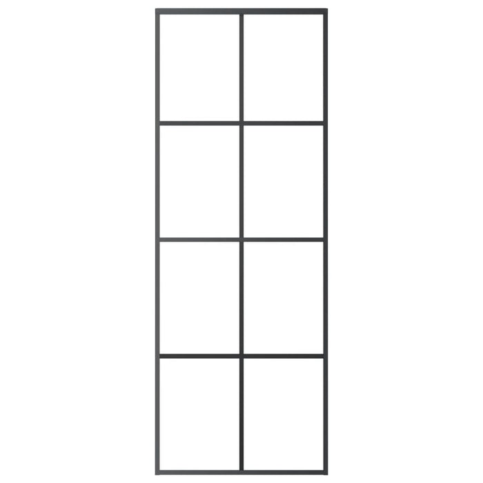 Porta Scorrevole Nera 76x205 cm in Vetro ESG e Alluminio 151666