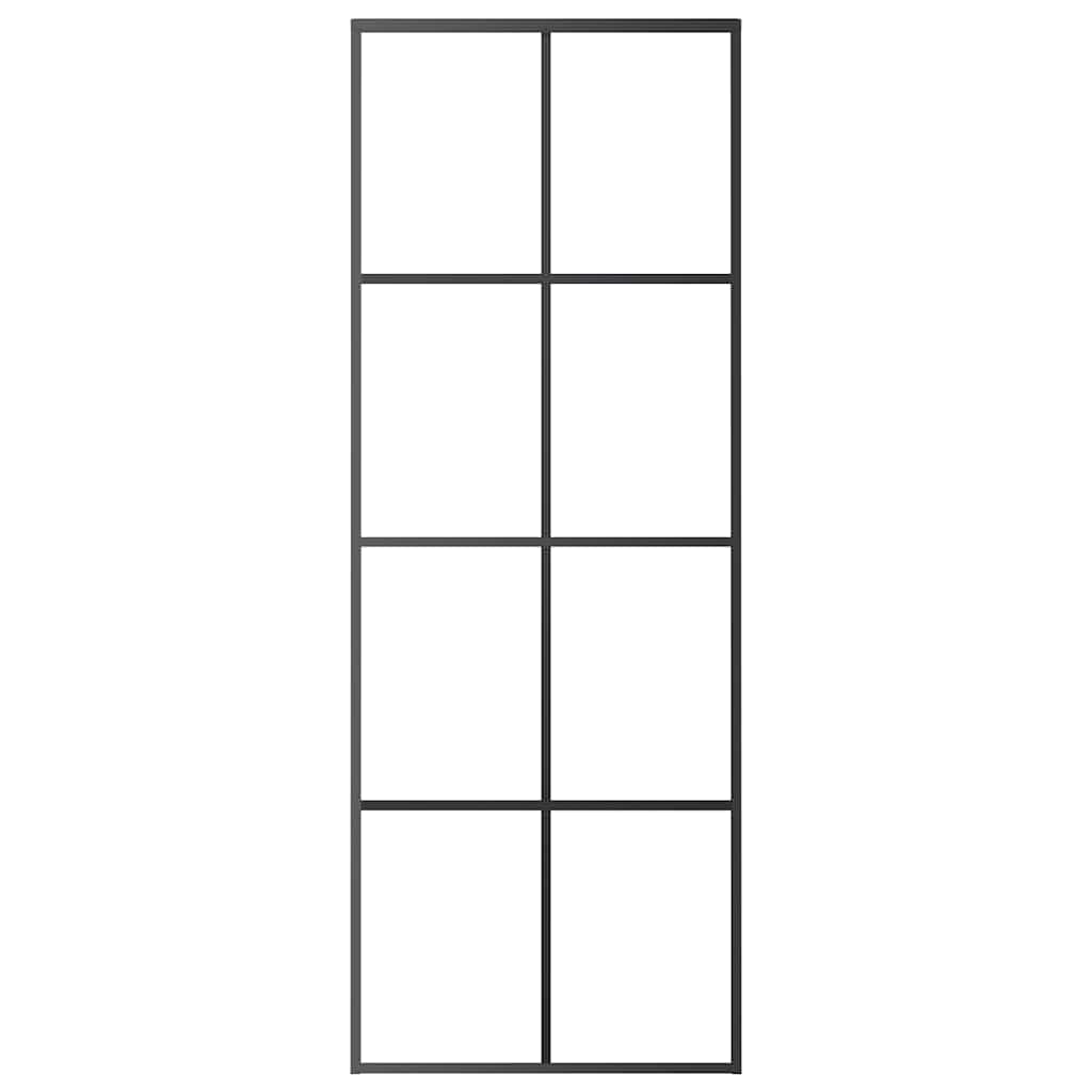 Porta Scorrevole Nera 76x205 cm in Vetro ESG e Alluminio cod mxl 76606