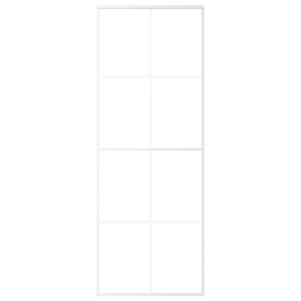 Porta Scorrevole in Vetro ESG e Alluminio 76x205 cm Bianca 151669