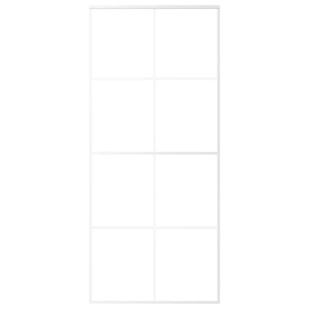 Porta Scorrevole in Vetro ESG e Alluminio 90x205 cm Bianca 151672