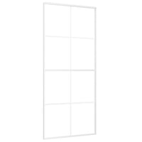 Porta Scorrevole in Vetro ESG e Alluminio 90x205 cm Bianca 151673