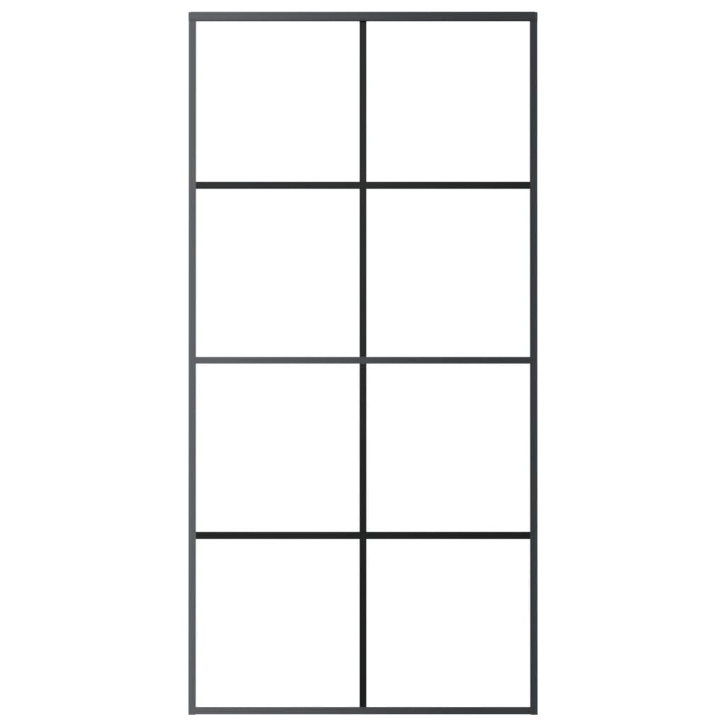 Porta Scorrevole Nera 102,5x205 cm in Vetro ESG e Alluminio 151674