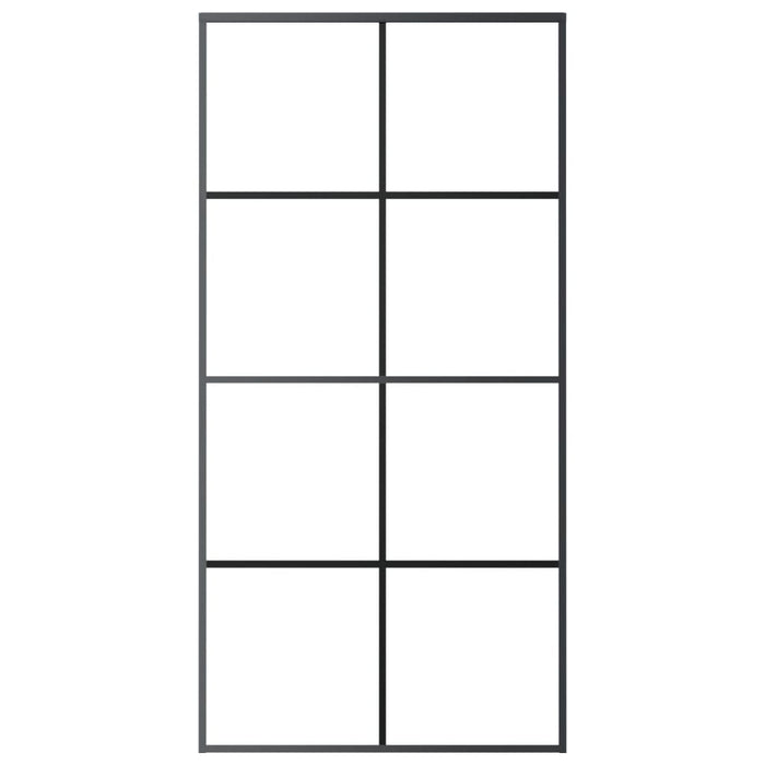 Porta Scorrevole Nera 102,5x205 cm in Vetro ESG e Alluminio 151674