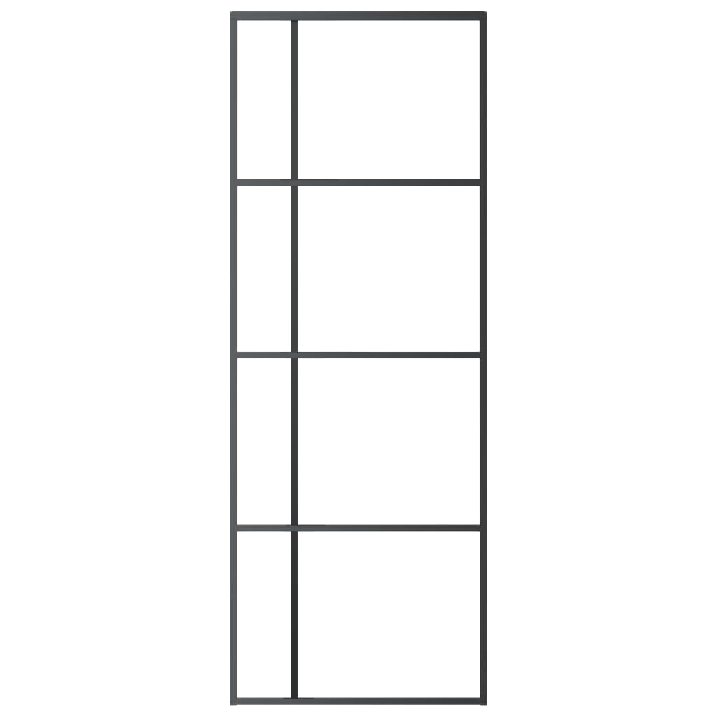 Porta Scorrevole ESG Vetro e Alluminio 76x205 cm Nera 151678