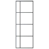 Porta Scorrevole ESG Vetro e Alluminio 76x205 cm Nera 151678