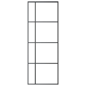 Porta Scorrevole ESG Vetro e Alluminio 76x205 cm Nera 151678