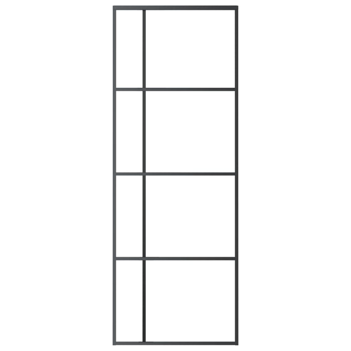 Porta Scorrevole ESG Vetro e Alluminio 76x205 cm Nera 151678