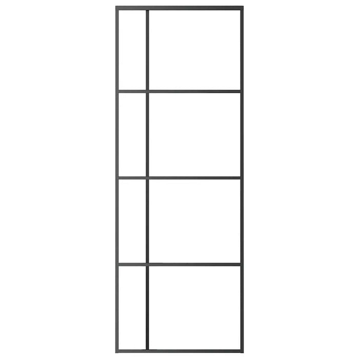 Porta Scorrevole ESG Vetro e Alluminio 76x205 cm Nera cod mxl 72328