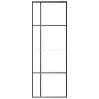 Porta Scorrevole Smerigliato ESG Vetro Alluminio 76x205 cm Nera 151679