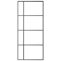 Porta Scorrevole in Vetro ESG e Alluminio 90x205 cm Nera 151682