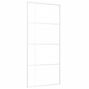 Porta Scorrevole in Vetro ESG e Alluminio 90x205 cm Bianca 151685