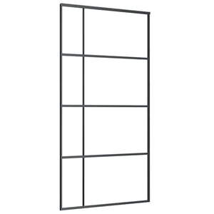 Porta Scorrevole in Vetro ESG e Alluminio 102,5x205 cm Nera 151687